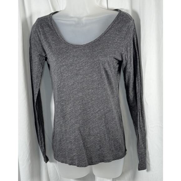 Ann Taylor Loft Cotton Scoop Neck Long Sleeves T-Shirt Heather Gray XS 86-27 - Picture 12 of 12